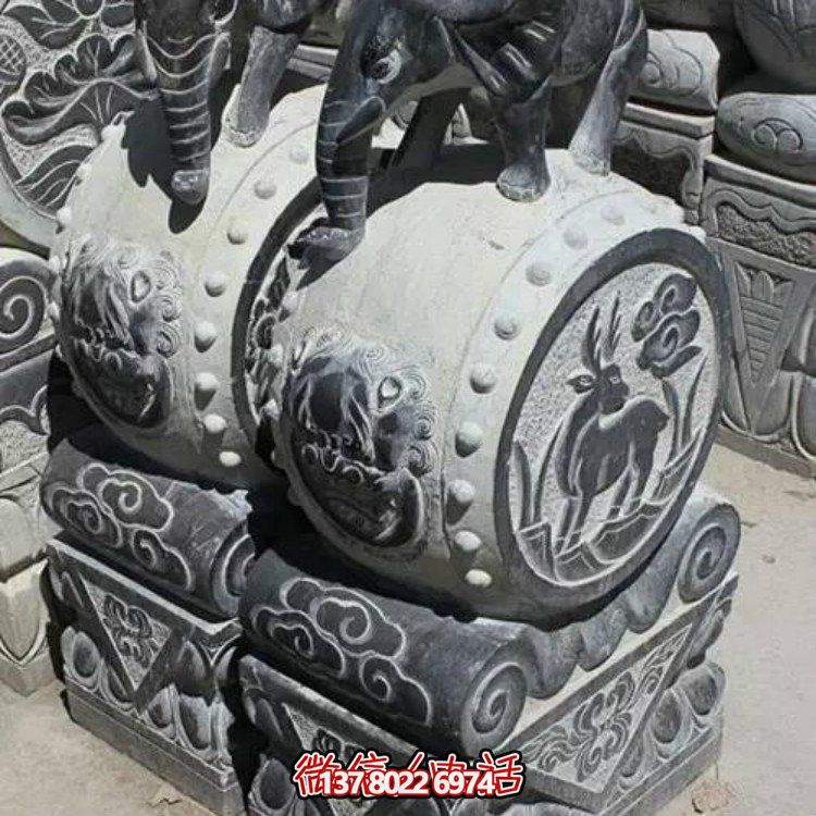石雕景觀(guān)抱鼓雕塑增添庭院別墅戶(hù)外創(chuàng)意氣息