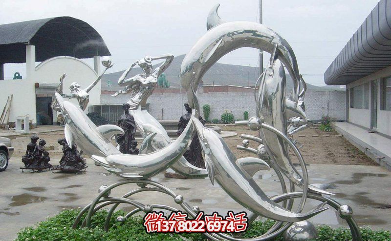 一群活躍海豚，為游樂園帶來更多樂趣——不銹鋼海豚雕塑