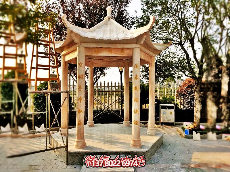 仿古涼亭，擺放在庭院里，欣賞美麗晚霞，營(yíng)造休閑小區(qū)紅色氛圍