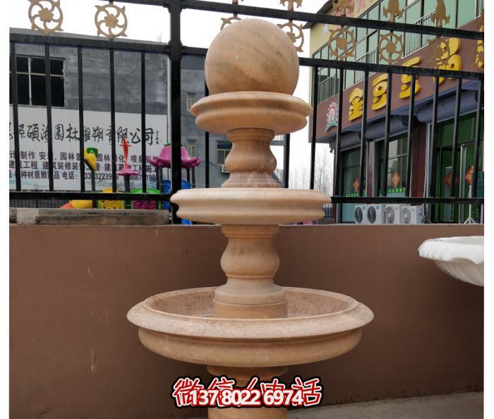 自然之美，多層風水球石雕晚霞紅別墅