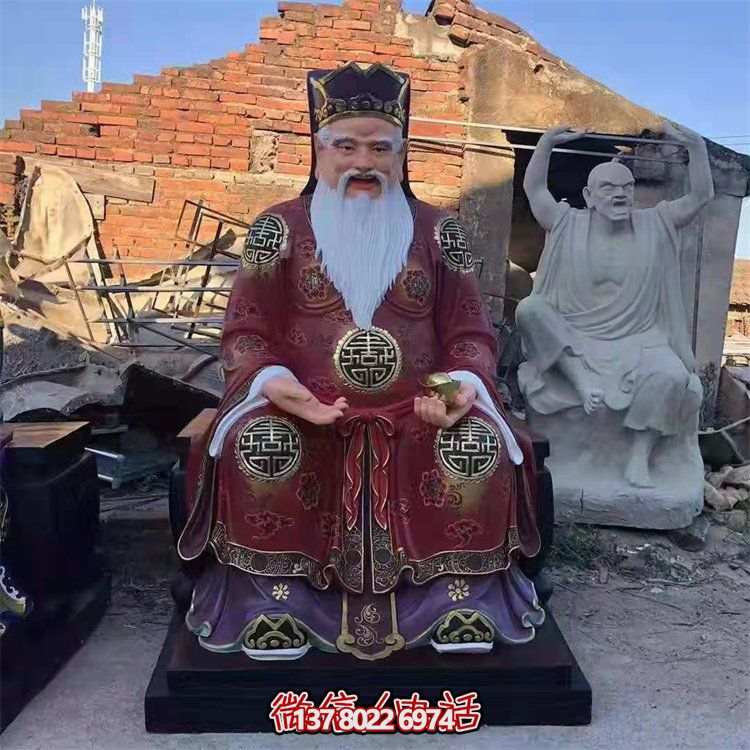 玻璃鋼彩繪財神雕塑，為景區寺廟供奉