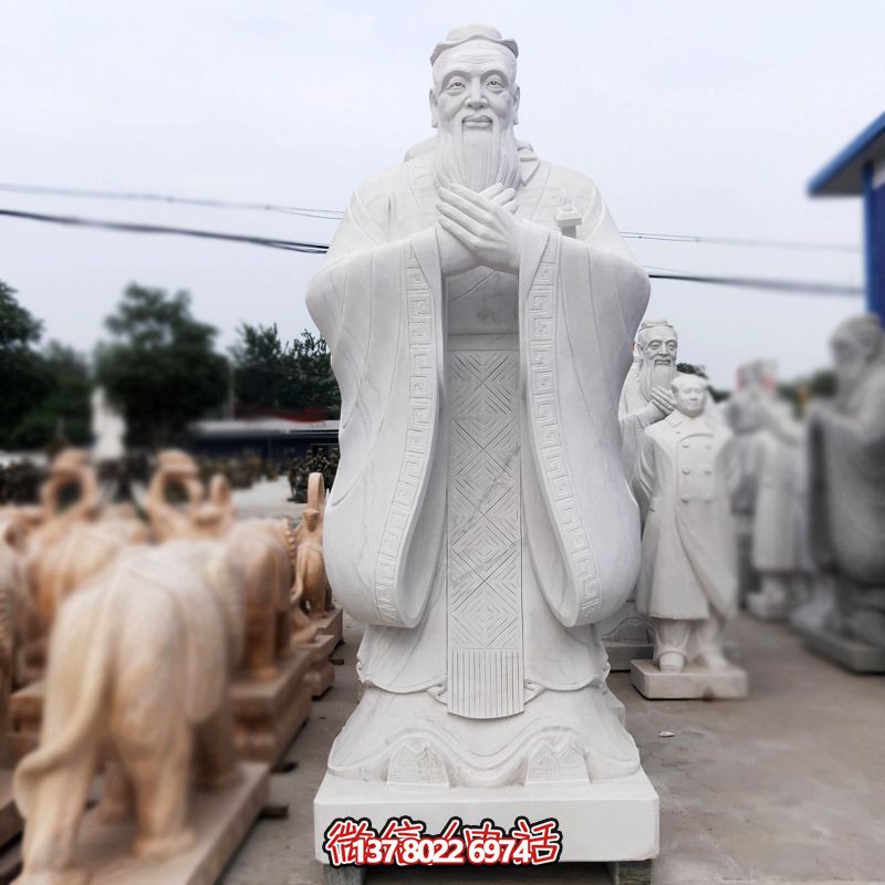 漢白玉孔子雕塑傳承中華文化，融入創意景區