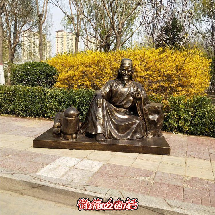 茶圣陸羽雕塑，玻璃鋼仿銅歷史名人情景雕塑